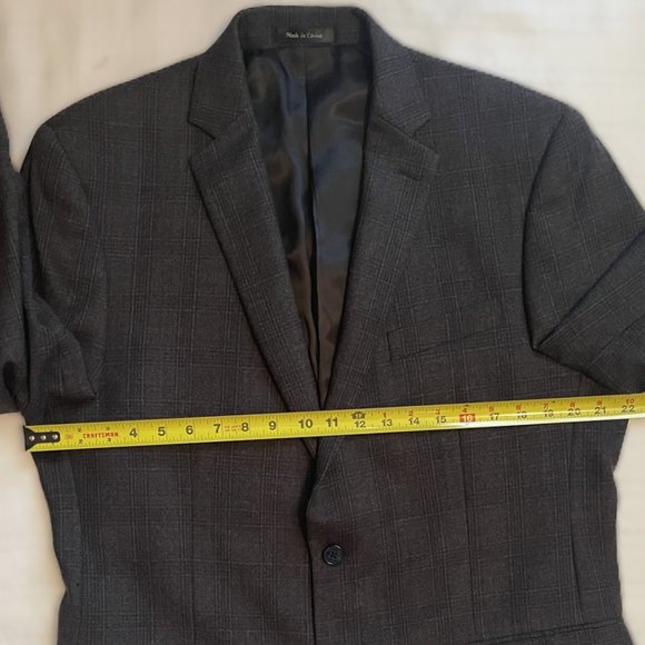 CALVIN KLEIN Mens BLAZER 42R Heather Gray Plaid WOOL Sport Coat 2 BUTTON  0919AT - Picture 9 of 10